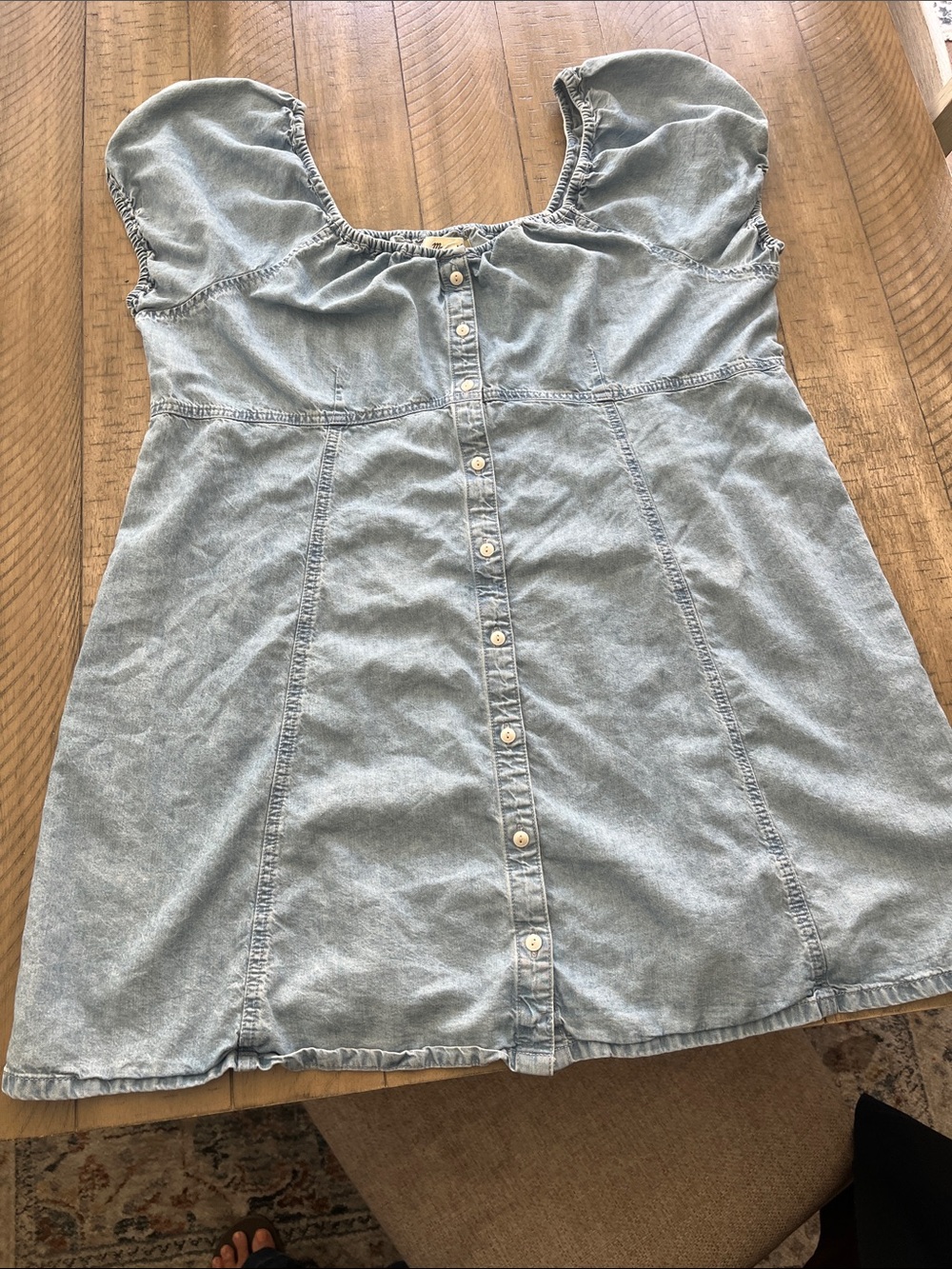 Madewell Margie Mini Dress Light Bevy Denim Wash with Elastic Neckline Sz 18W